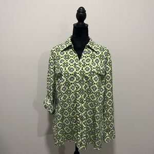 Notation Woman Long sleeve button down, Blouse, multicolored, Sixe1X